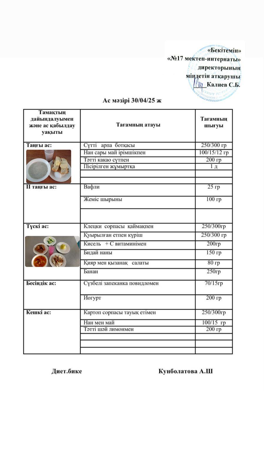 30.04.2025-Ас мәзірі