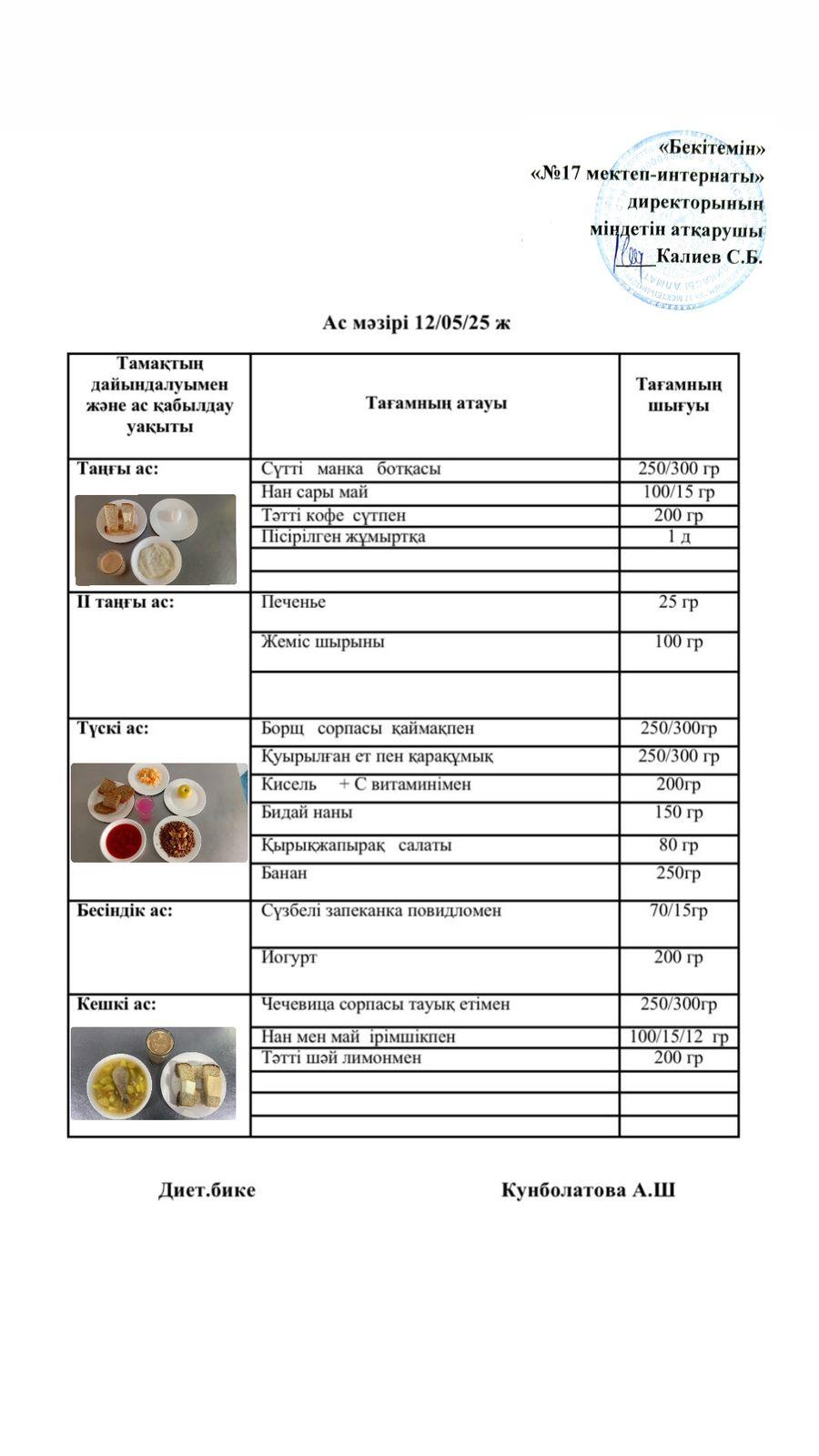 12.05.2025-Ас мәзірі